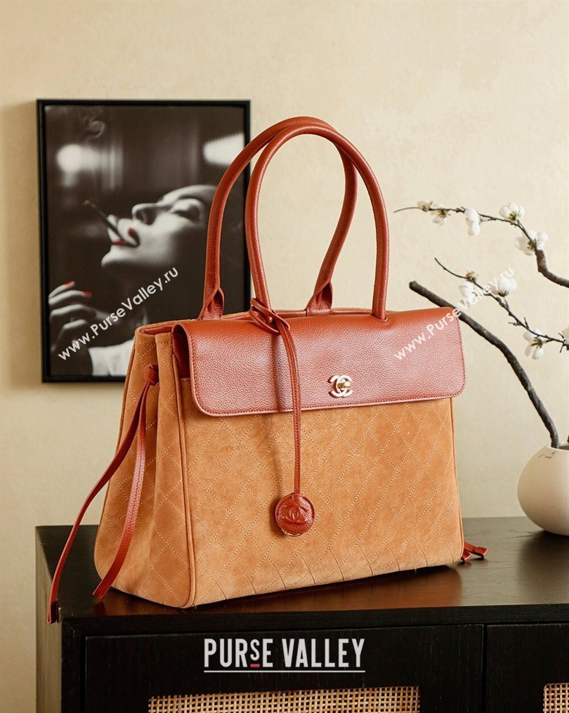 Chanel Grained Calfskin Leather Suede and Boston Bag Beige/Brown 2026 CH020407 (yezi-260204075)