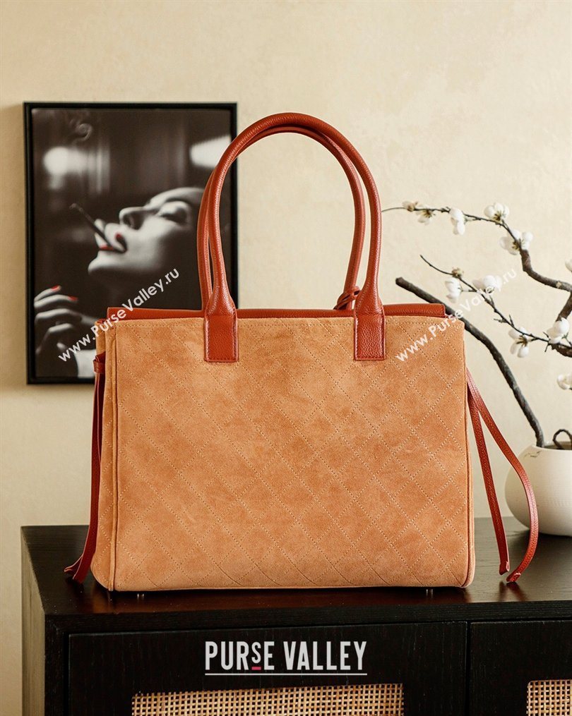 Chanel Grained Calfskin Leather Suede and Boston Bag Beige/Brown 2026 CH020407 (yezi-260204075)