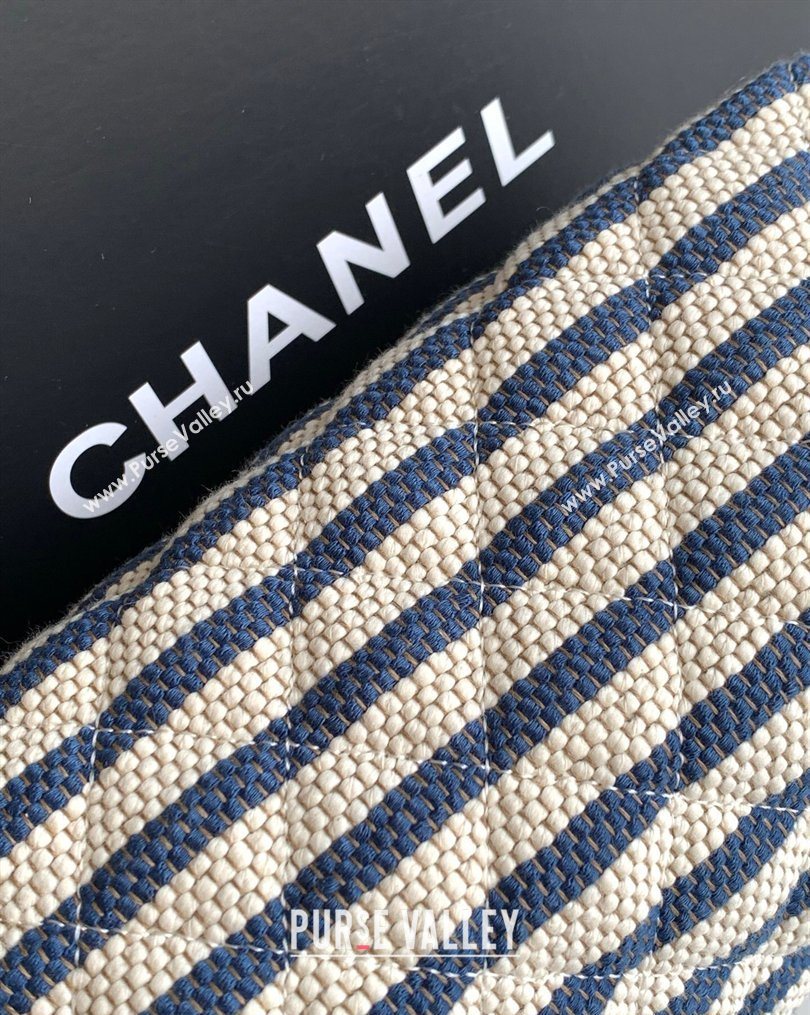 Chanel Striped Printed Fabric Zipped Case Navy Blue 2026 AP4990 (yezi-260204093)