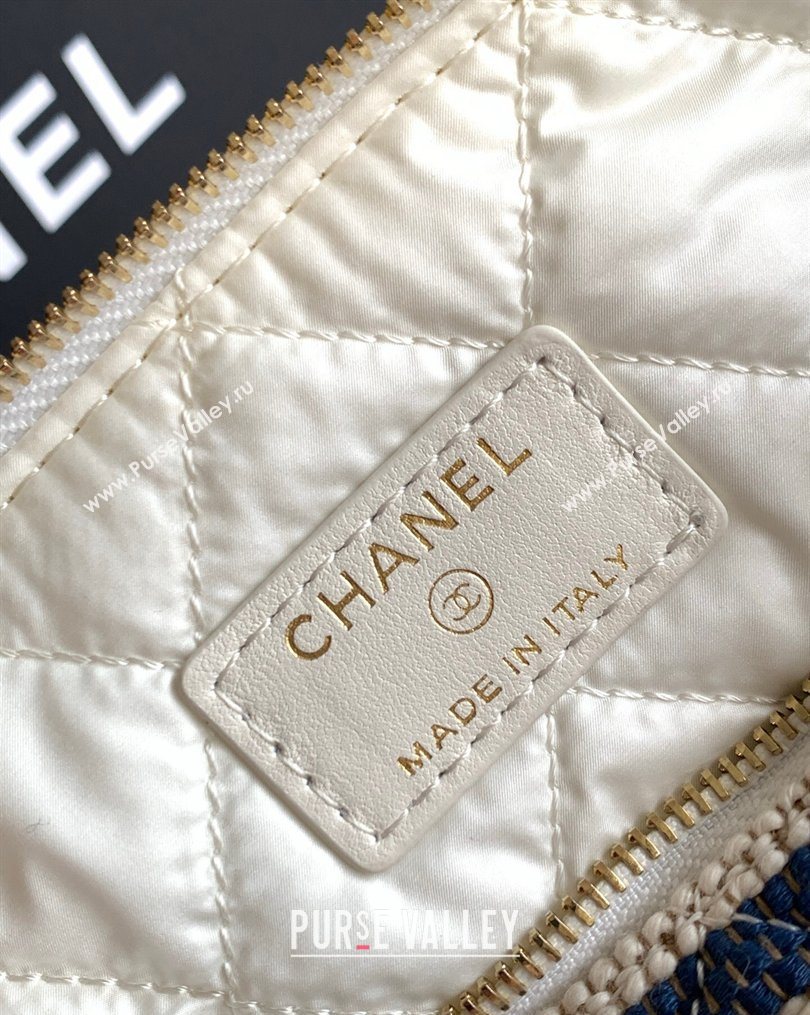 Chanel Striped Printed Fabric Zipped Case Navy Blue 2026 AP4990 (yezi-260204093)