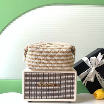 Chanel Striped Printed Fabric Zipped Case Beige 2026 AP4990 (yezi-260204094)