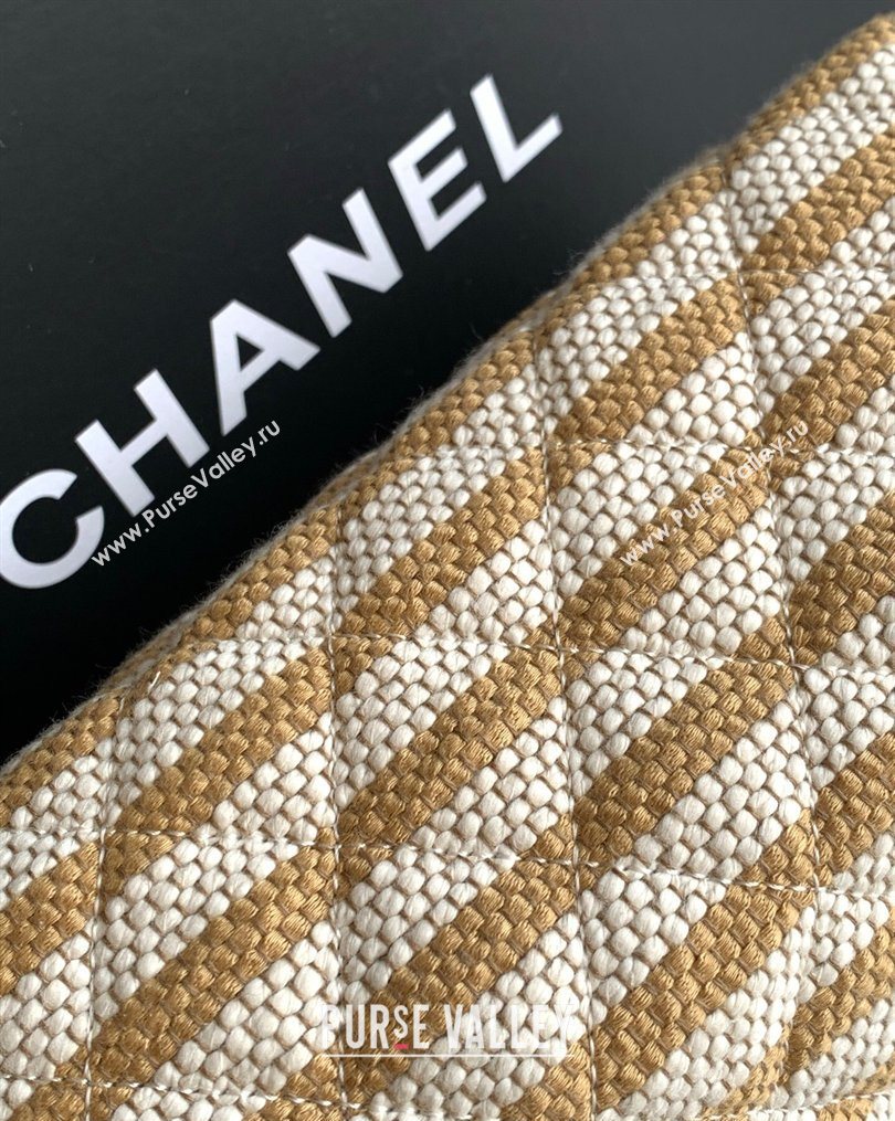Chanel Striped Printed Fabric Zipped Case Beige 2026 AP4990 (yezi-260204094)