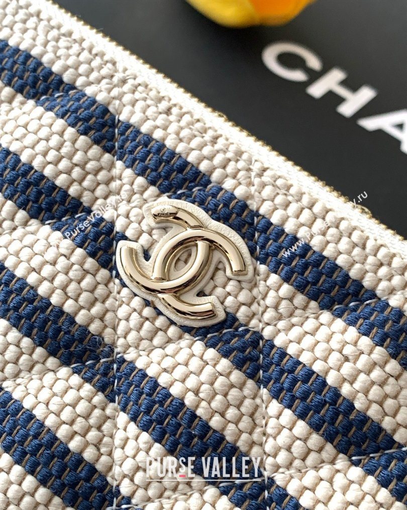 Chanel Striped Printed Fabric Zipped Case Blue 2026 AP4989 (yezi-260204096)