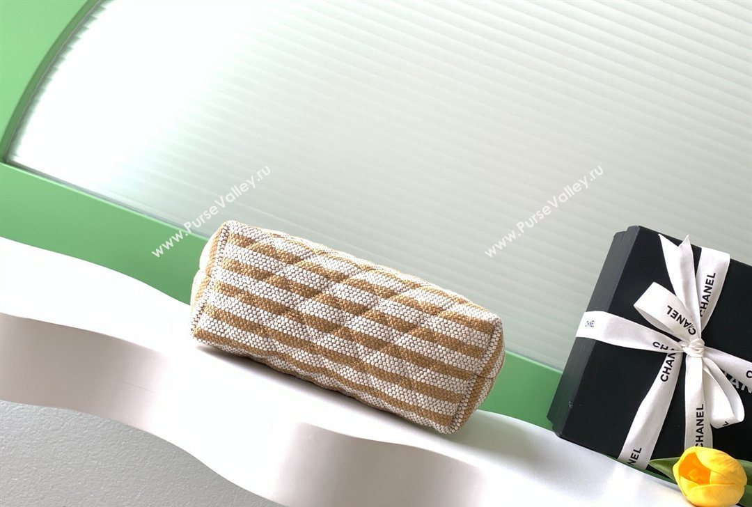 Chanel Striped Printed Fabric Zipped Case Beige 2026 AP4989 (yezi-260204097)
