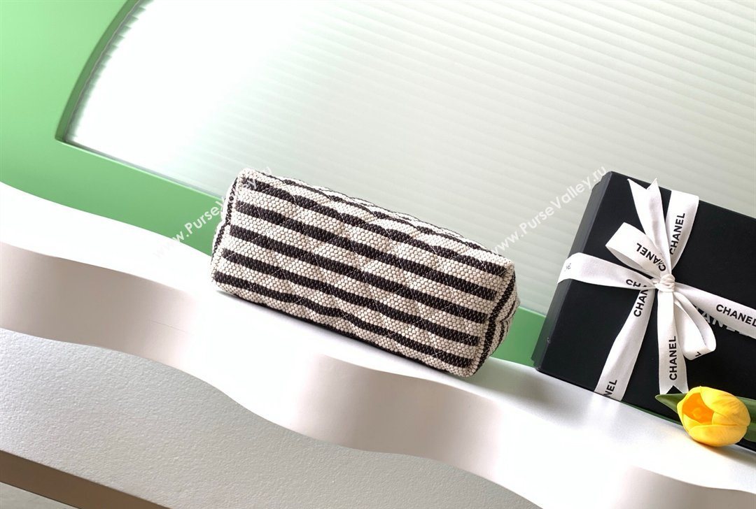 Chanel Striped Printed Fabric Zipped Case Black 2026 AP4989 (yezi-260204098)