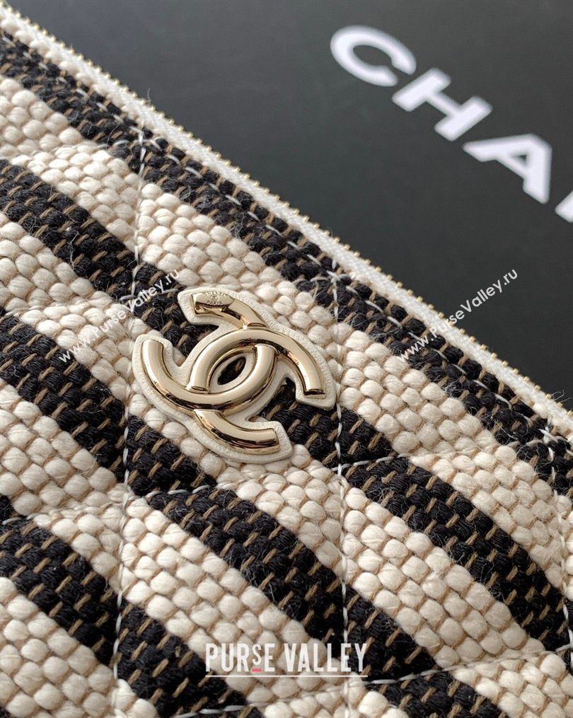 Chanel Striped Printed Fabric Zipped Case Black 2026 AP4989 (yezi-260204098)