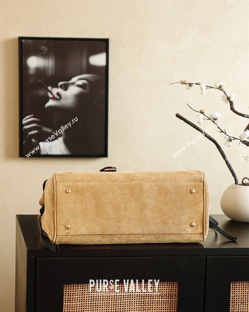 Chanel Grained Calfskin Leather Suede and Boston Bag Beige/Black 2026 CH020407 (yezi-260204076)