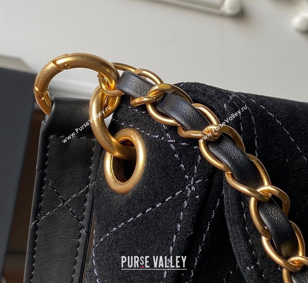 Chanel Suede Large Flap Messenger Bag Black 2026 AS5883 (yezi-260203052)