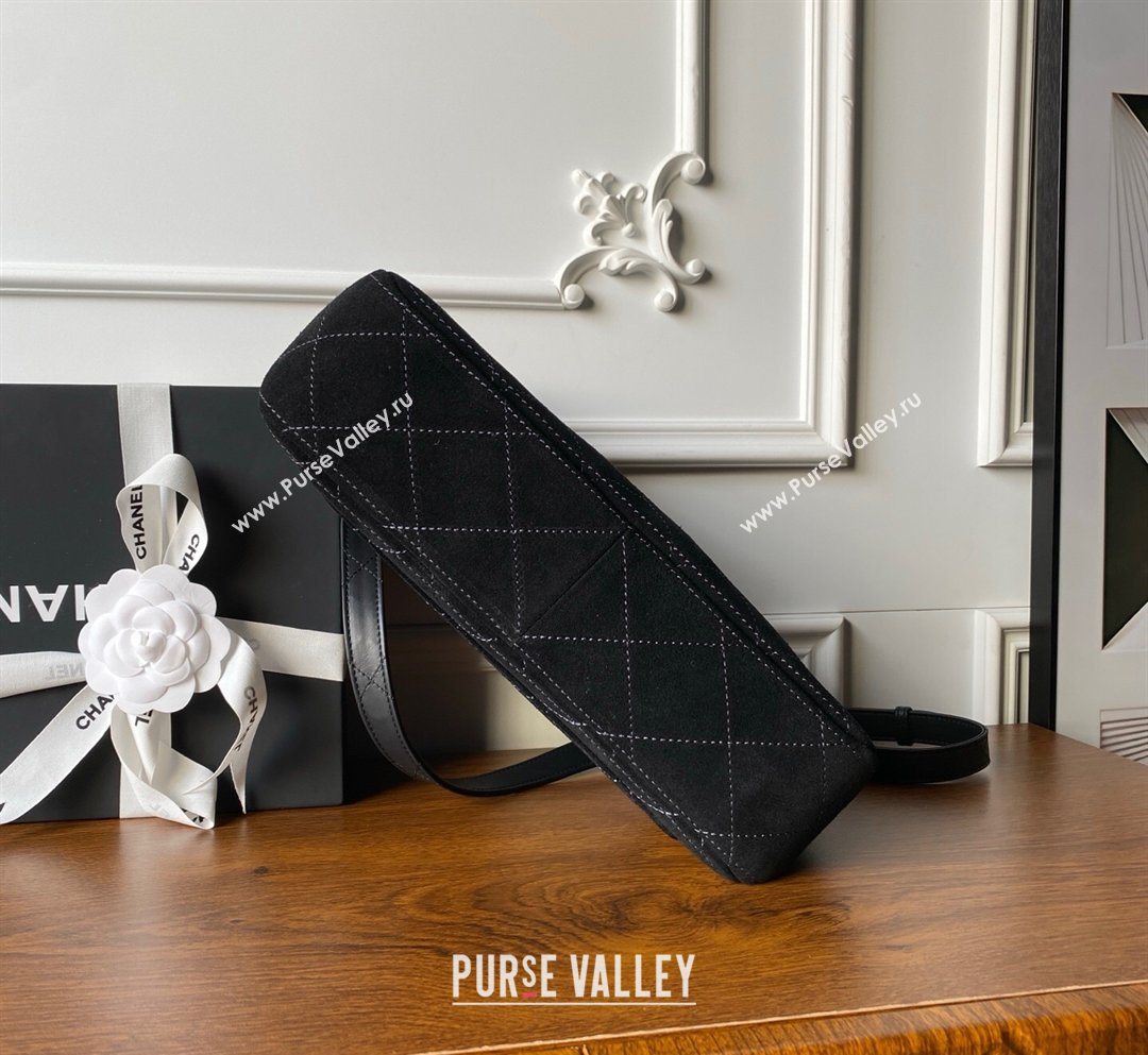 Chanel Suede Large Flap Messenger Bag Black 2026 AS5883 (yezi-260203052)