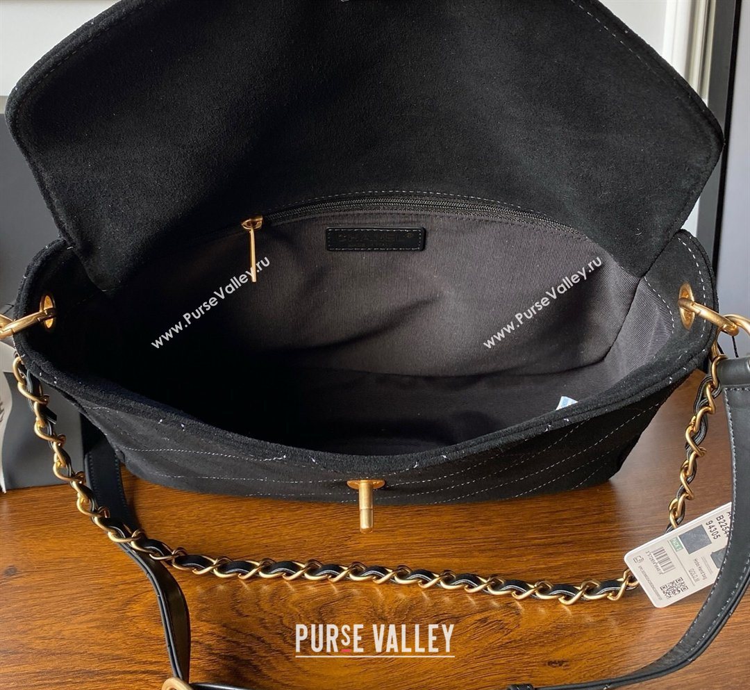 Chanel Suede Large Flap Messenger Bag Black 2026 AS5883 (yezi-260203052)