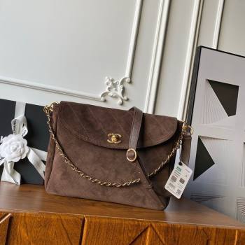 Chanel Suede Large Flap Large Messenger Bag Chocolate 2026 AS5883 (yezi-260203053)