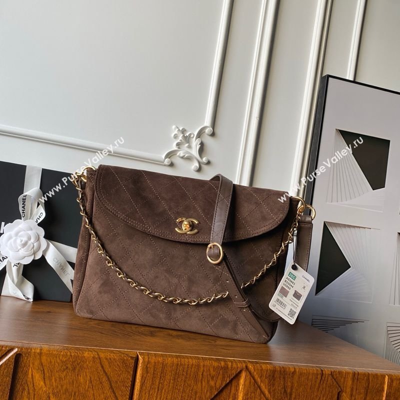 Chanel Suede Large Flap Large Messenger Bag Chocolate 2026 AS5883 (yezi-260203053)