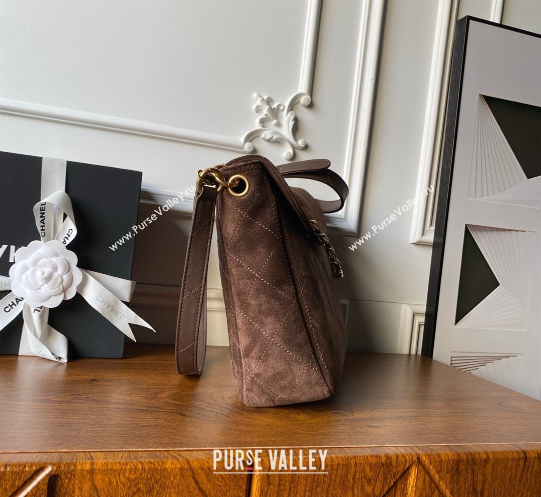 Chanel Suede Large Flap Large Messenger Bag Chocolate 2026 AS5883 (yezi-260203053)