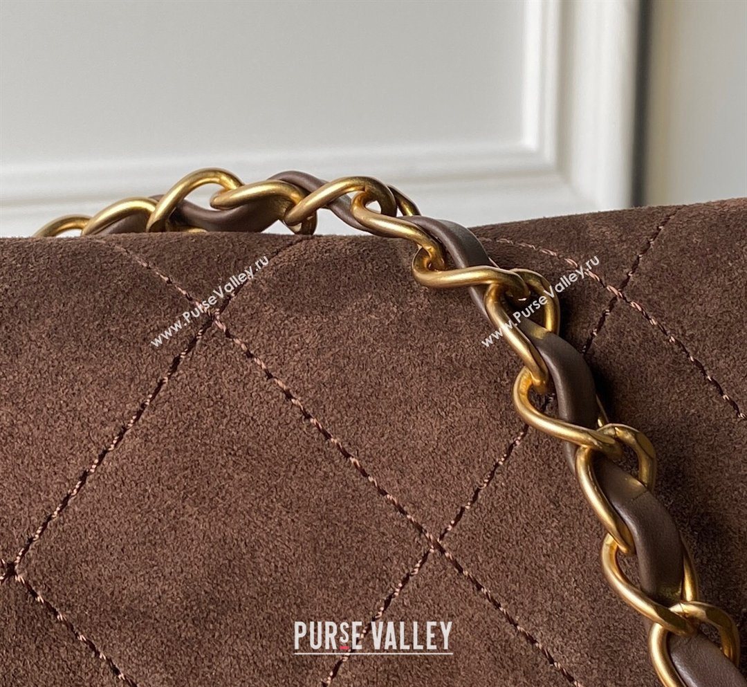 Chanel Suede Large Flap Large Messenger Bag Chocolate 2026 AS5883 (yezi-260203053)