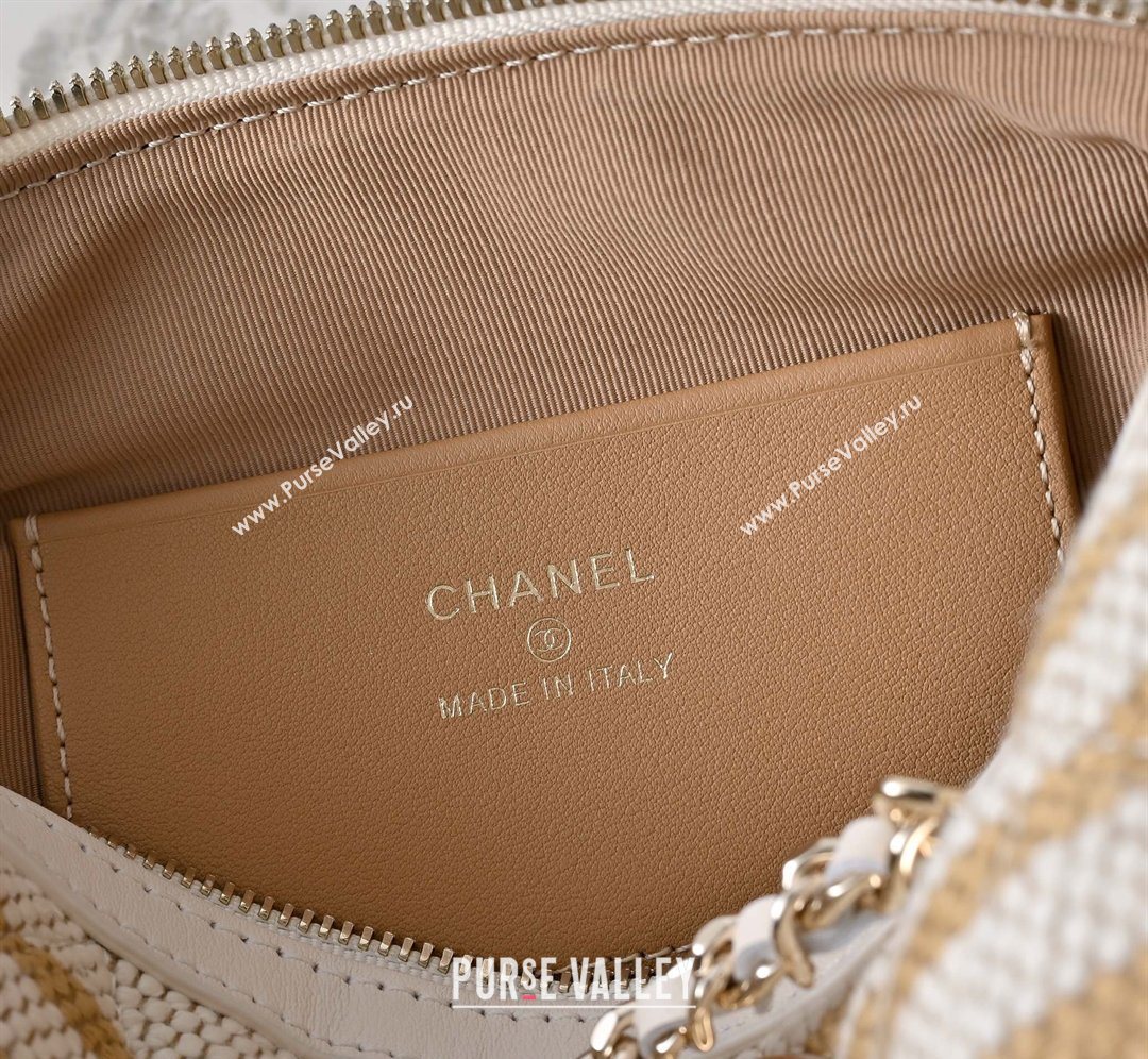Chanel Striped Printed Fabric Clutch with Chain Beige 2026 AP4986 (yezi-260204100)