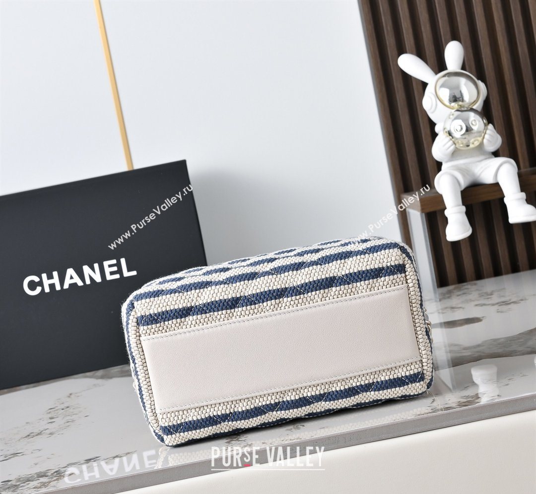 Chanel Striped Printed Fabric Clutch with Chain Blue 2026 AP4986 (yezi-260204101)