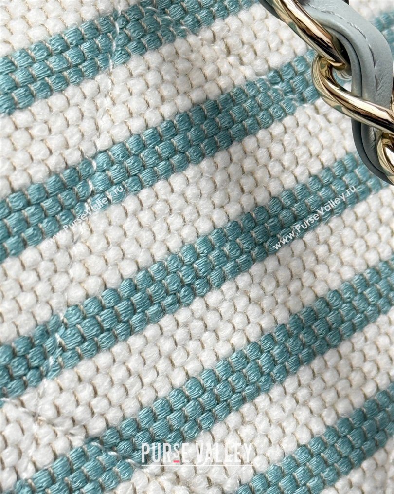 Chanel Striped Printed Fabric Shopping Bag Blue 2026 AS6007 (yezi-260204090)