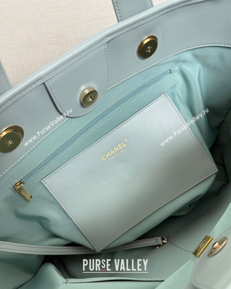 Chanel Striped Printed Fabric Shopping Bag Blue 2026 AS6007 (yezi-260204090)