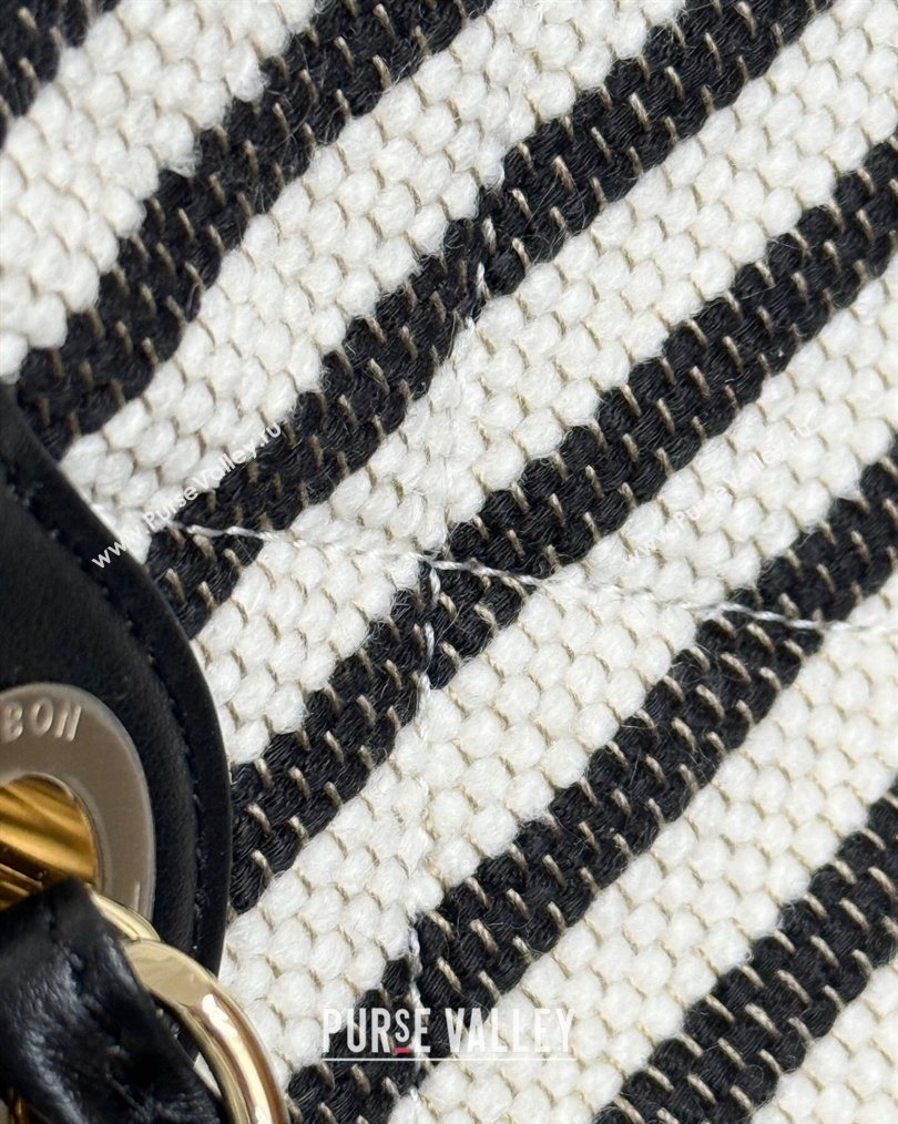 Chanel Striped Printed Fabric Shopping Bag Black 2026 AS6007 (yezi-260204091)