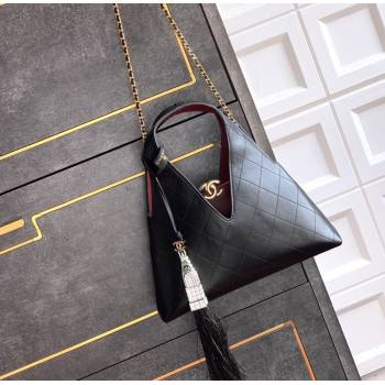 Chanel Calfskin Leather Hobo Bag with Tassel Charm Black 2026 CH020406 (yezi-260204073)