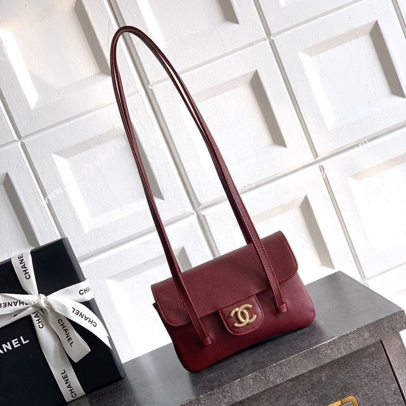 Chanel Grained Shiny Calfskin Leather Clutch with Leather Strap Burgundy 2026 AP5068 (yezi-260204083)