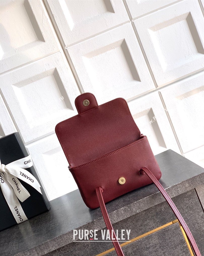 Chanel Grained Shiny Calfskin Leather Clutch with Leather Strap Burgundy 2026 AP5068 (yezi-260204083)