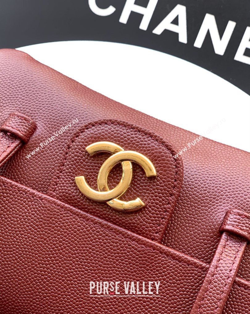 Chanel Grained Shiny Calfskin Leather Clutch with Leather Strap Burgundy 2026 AP5068 (yezi-260204083)