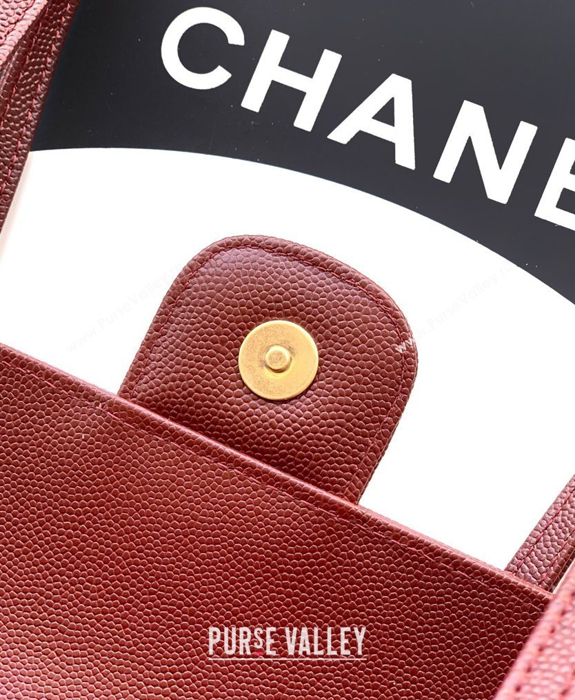 Chanel Grained Shiny Calfskin Leather Clutch with Leather Strap Burgundy 2026 AP5068 (yezi-260204083)