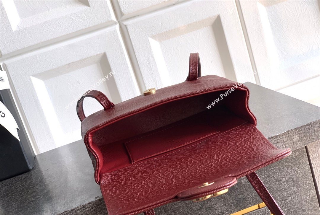 Chanel Grained Shiny Calfskin Leather Clutch with Leather Strap Burgundy 2026 AP5068 (yezi-260204083)