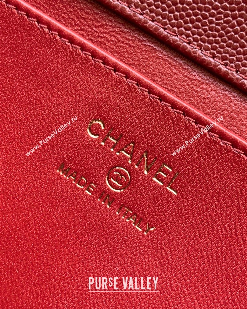 Chanel Grained Shiny Calfskin Leather Clutch with Leather Strap Burgundy 2026 AP5068 (yezi-260204083)