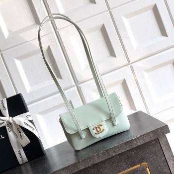 Chanel Grained Shiny Calfskin Leather Clutch with Leather Strap Dusty Green 2026 AP5068 (yezi-260204084)