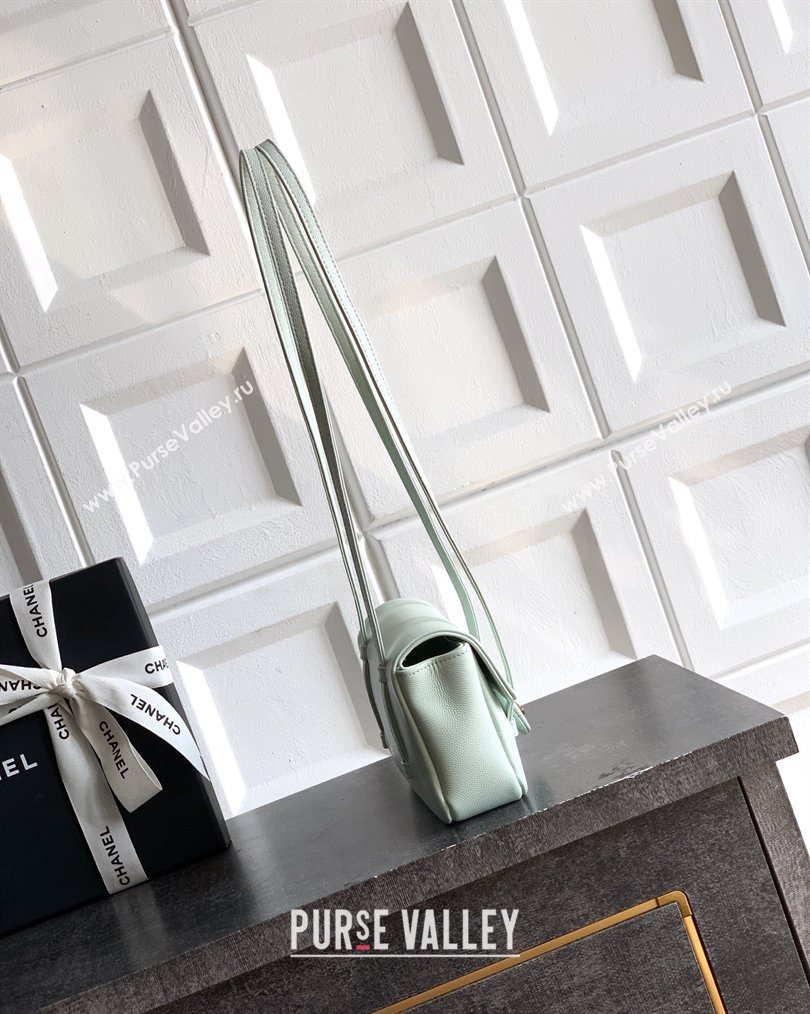 Chanel Grained Shiny Calfskin Leather Clutch with Leather Strap Dusty Green 2026 AP5068 (yezi-260204084)