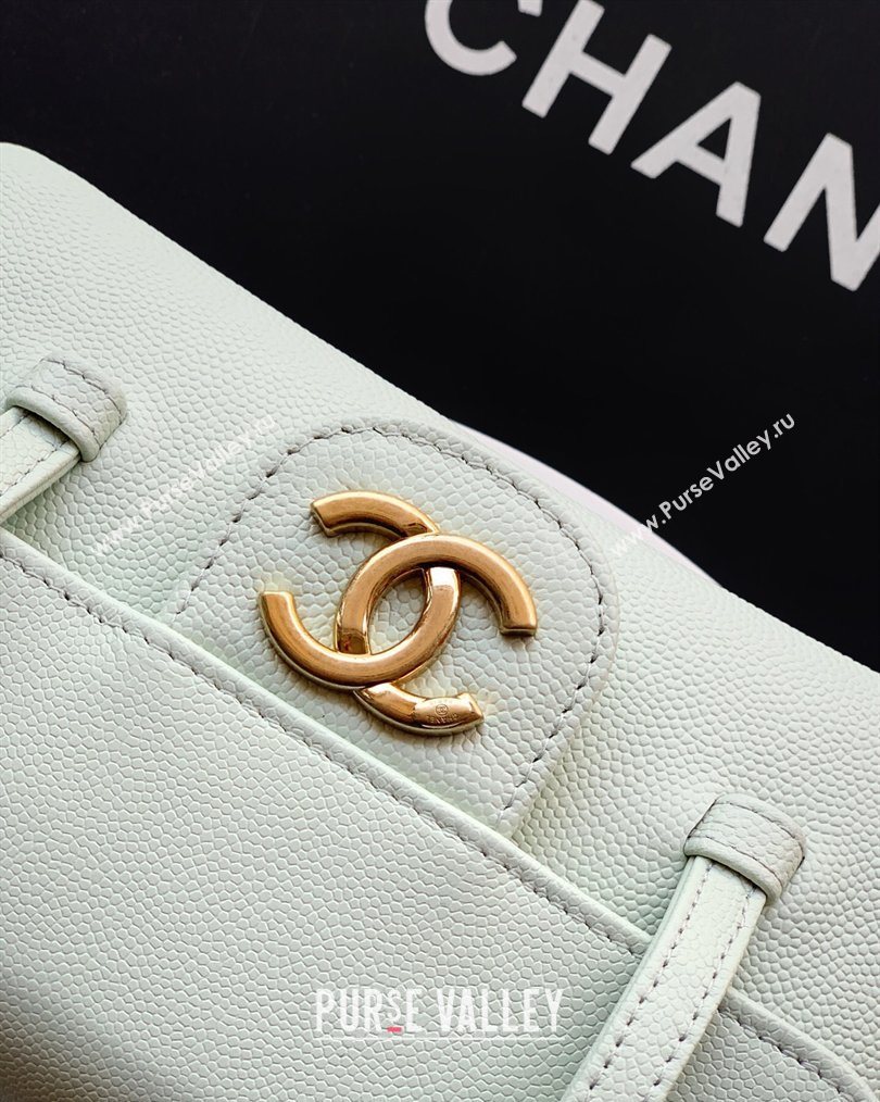 Chanel Grained Shiny Calfskin Leather Clutch with Leather Strap Dusty Green 2026 AP5068 (yezi-260204084)