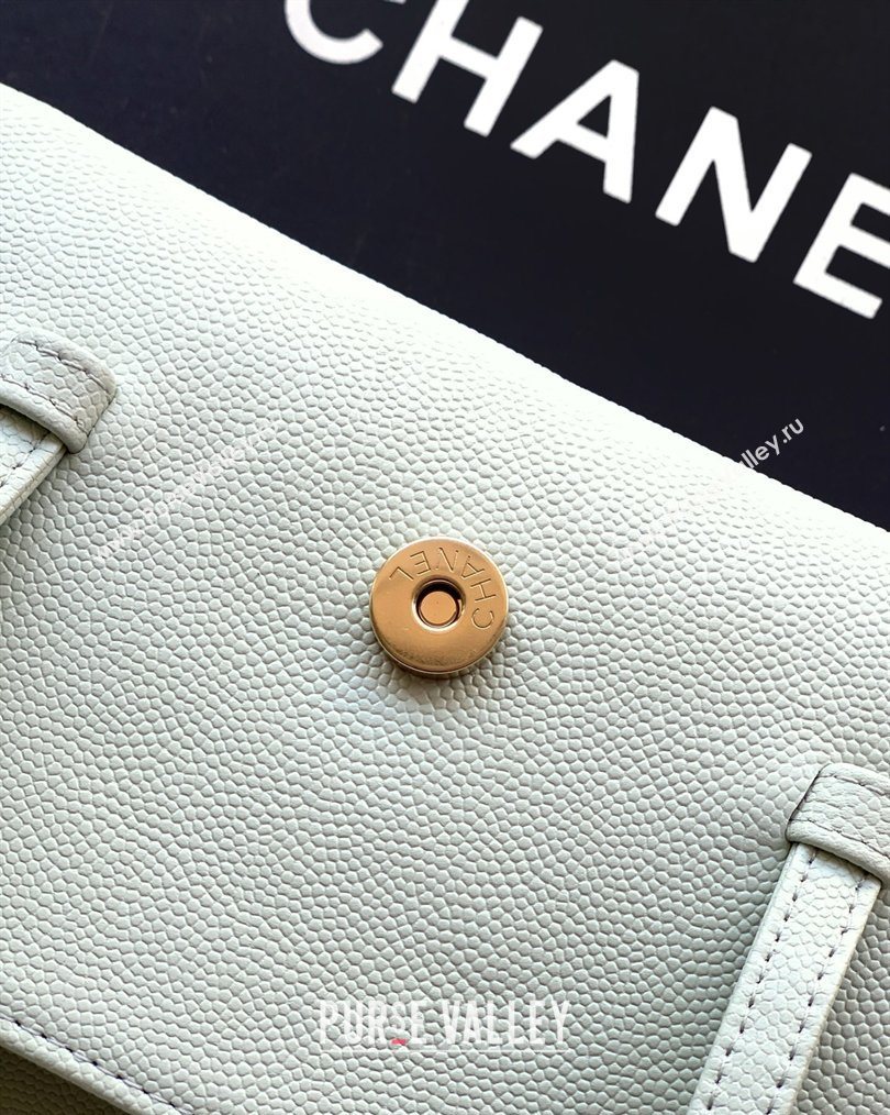 Chanel Grained Shiny Calfskin Leather Clutch with Leather Strap Dusty Green 2026 AP5068 (yezi-260204084)
