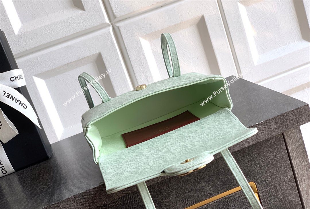 Chanel Grained Shiny Calfskin Leather Clutch with Leather Strap Dusty Green 2026 AP5068 (yezi-260204084)