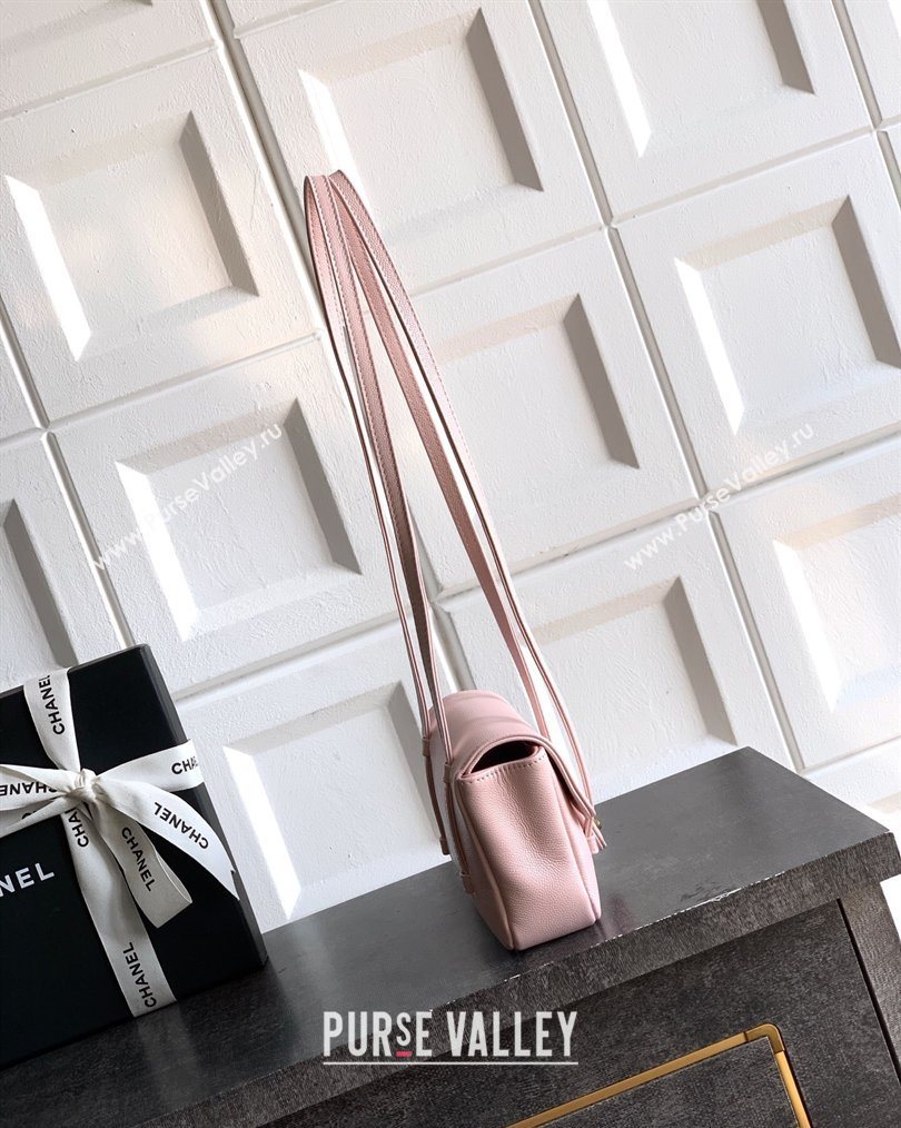 Chanel Grained Shiny Calfskin Leather Clutch with Leather Strap Sakura Pink 2026 AP5068 (yezi-260204085)