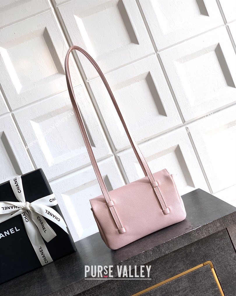 Chanel Grained Shiny Calfskin Leather Clutch with Leather Strap Sakura Pink 2026 AP5068 (yezi-260204085)