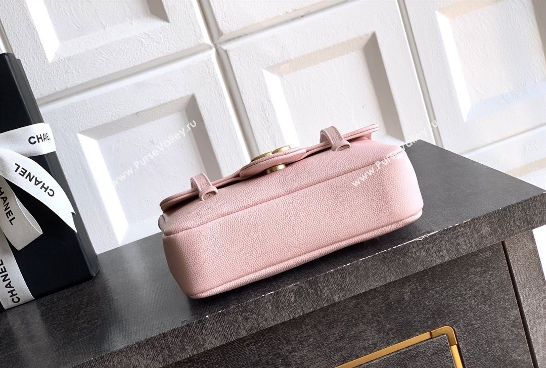 Chanel Grained Shiny Calfskin Leather Clutch with Leather Strap Sakura Pink 2026 AP5068 (yezi-260204085)