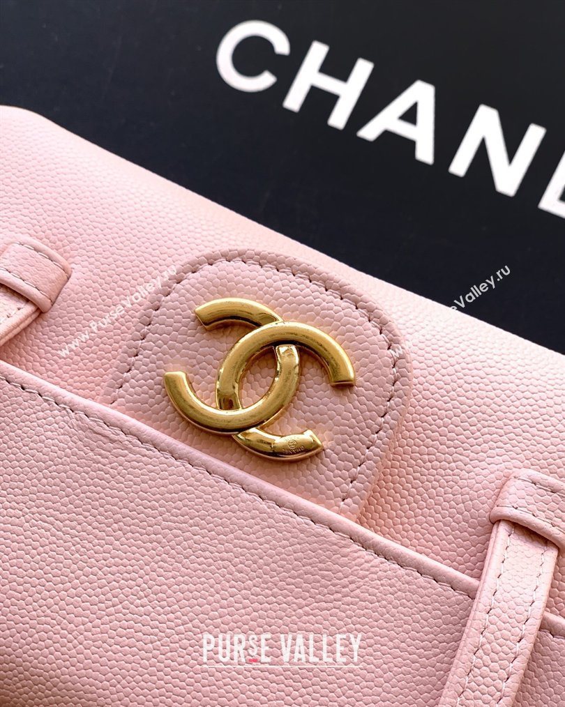 Chanel Grained Shiny Calfskin Leather Clutch with Leather Strap Sakura Pink 2026 AP5068 (yezi-260204085)