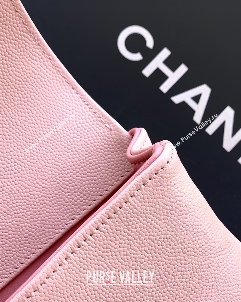 Chanel Grained Shiny Calfskin Leather Clutch with Leather Strap Sakura Pink 2026 AP5068 (yezi-260204085)
