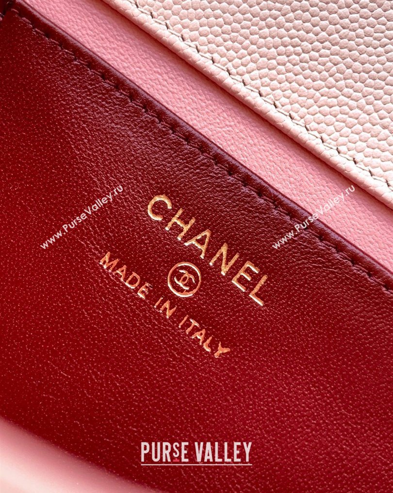 Chanel Grained Shiny Calfskin Leather Clutch with Leather Strap Sakura Pink 2026 AP5068 (yezi-260204085)