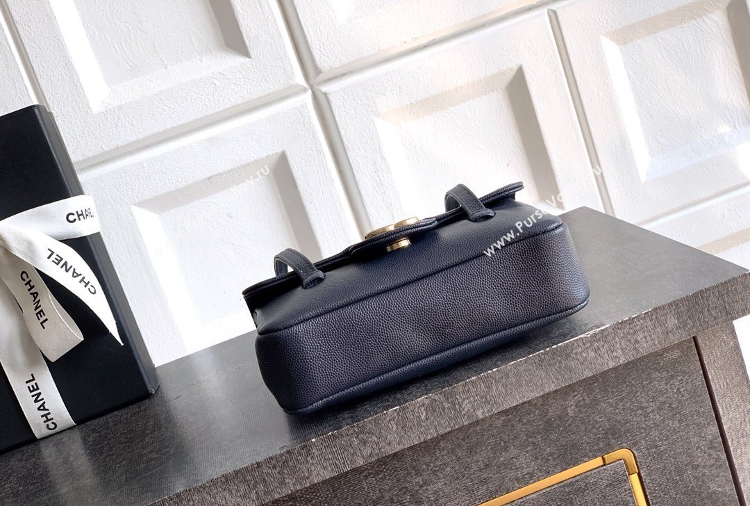 Chanel Grained Shiny Calfskin Leather Clutch with Leather Strap Midnight Blue 2026 AP5068 (yezi-260204086)