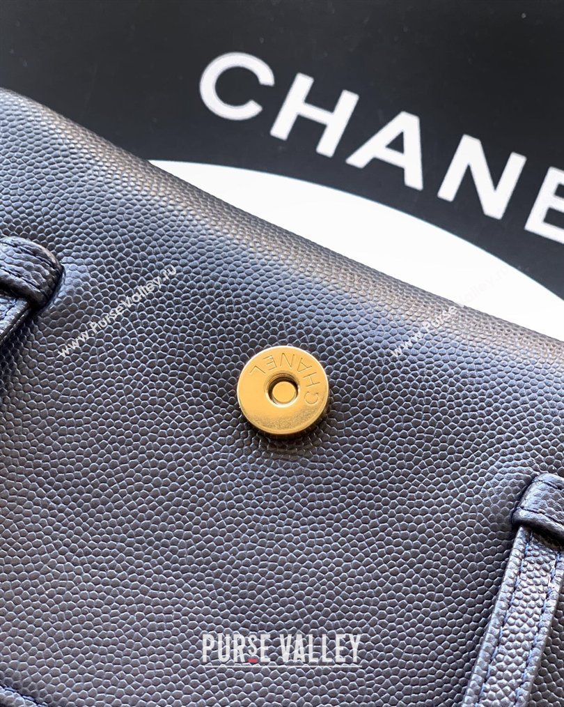 Chanel Grained Shiny Calfskin Leather Clutch with Leather Strap Midnight Blue 2026 AP5068 (yezi-260204086)