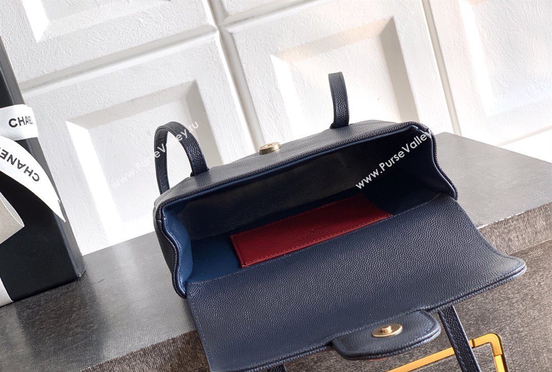 Chanel Grained Shiny Calfskin Leather Clutch with Leather Strap Midnight Blue 2026 AP5068 (yezi-260204086)