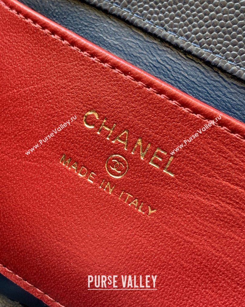 Chanel Grained Shiny Calfskin Leather Clutch with Leather Strap Midnight Blue 2026 AP5068 (yezi-260204086)