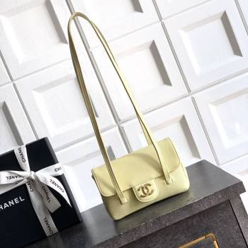 Chanel Grained Shiny Calfskin Leather Clutch with Leather Strap Chick Yellow 2026 AP5068 (yezi-260204087)