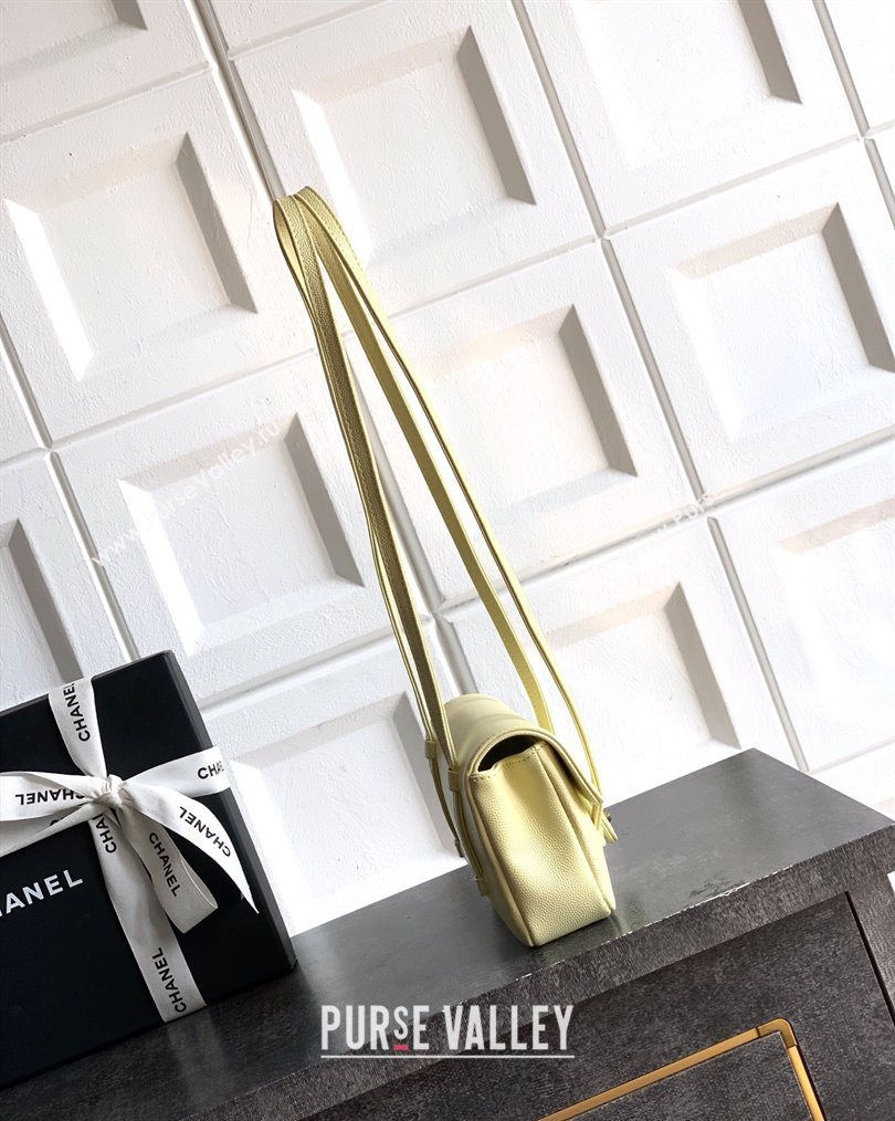 Chanel Grained Shiny Calfskin Leather Clutch with Leather Strap Chick Yellow 2026 AP5068 (yezi-260204087)