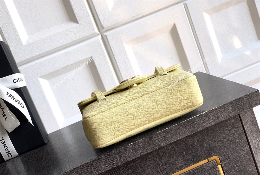 Chanel Grained Shiny Calfskin Leather Clutch with Leather Strap Chick Yellow 2026 AP5068 (yezi-260204087)