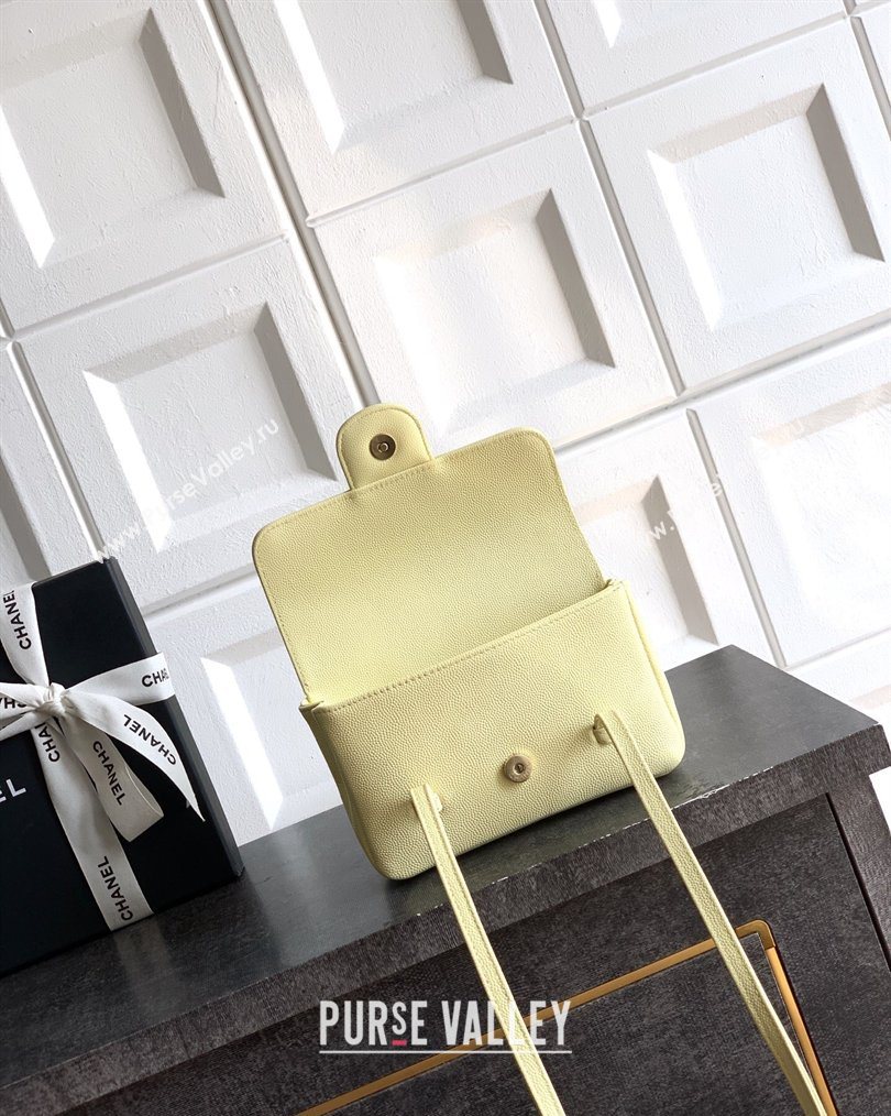 Chanel Grained Shiny Calfskin Leather Clutch with Leather Strap Chick Yellow 2026 AP5068 (yezi-260204087)