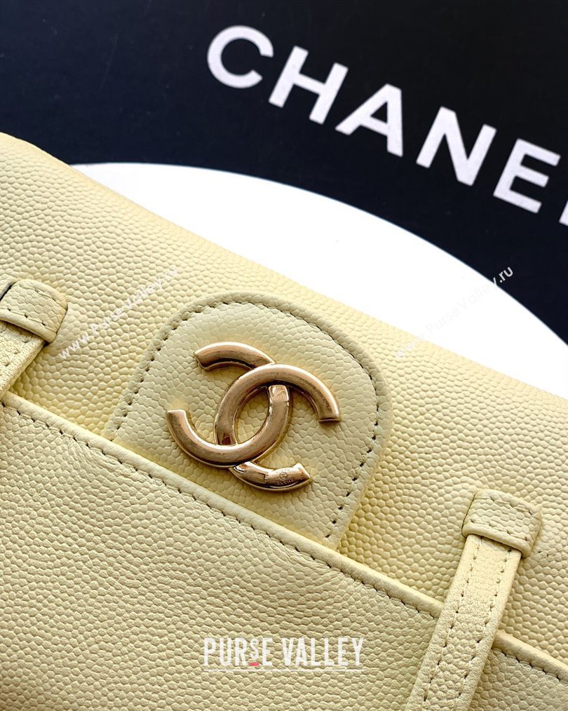 Chanel Grained Shiny Calfskin Leather Clutch with Leather Strap Chick Yellow 2026 AP5068 (yezi-260204087)